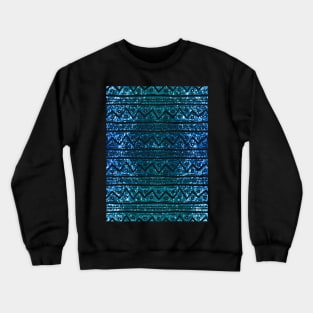 Glam Turquoise Glitter Tribal Print Pattern Crewneck Sweatshirt